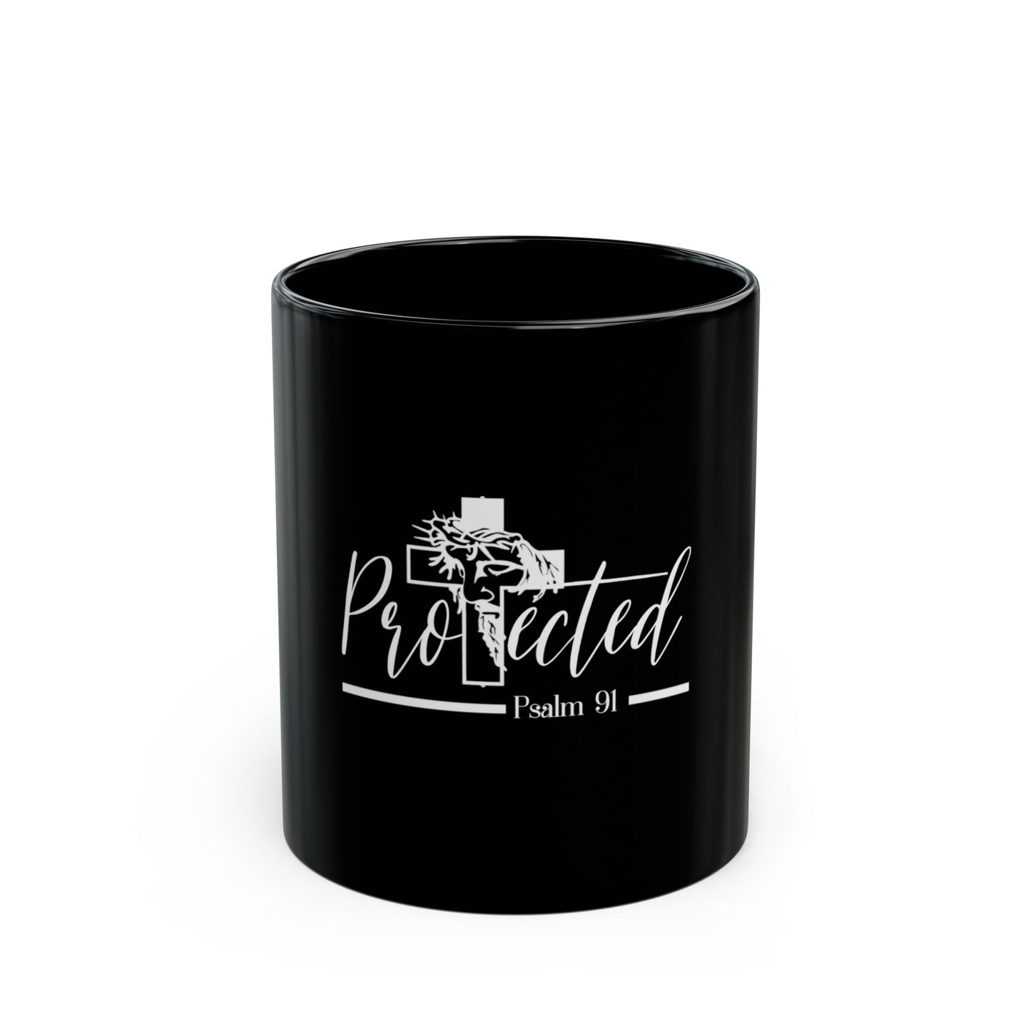 Sip in the Shelter of Psalm 91 11oz Black Mug