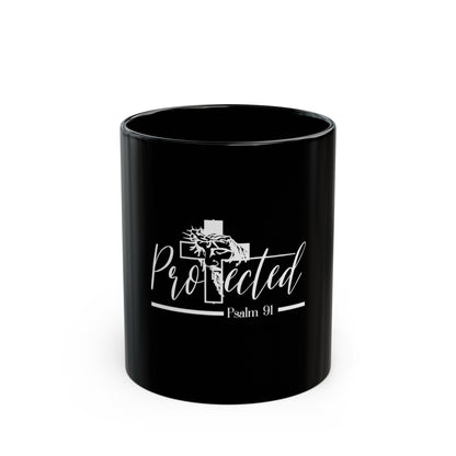 Sip in the Shelter of Psalm 91 11oz Black Mug